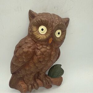VTG MCM Zavoy Mold handpainted Owl Perched Wall Plaque 7.25”